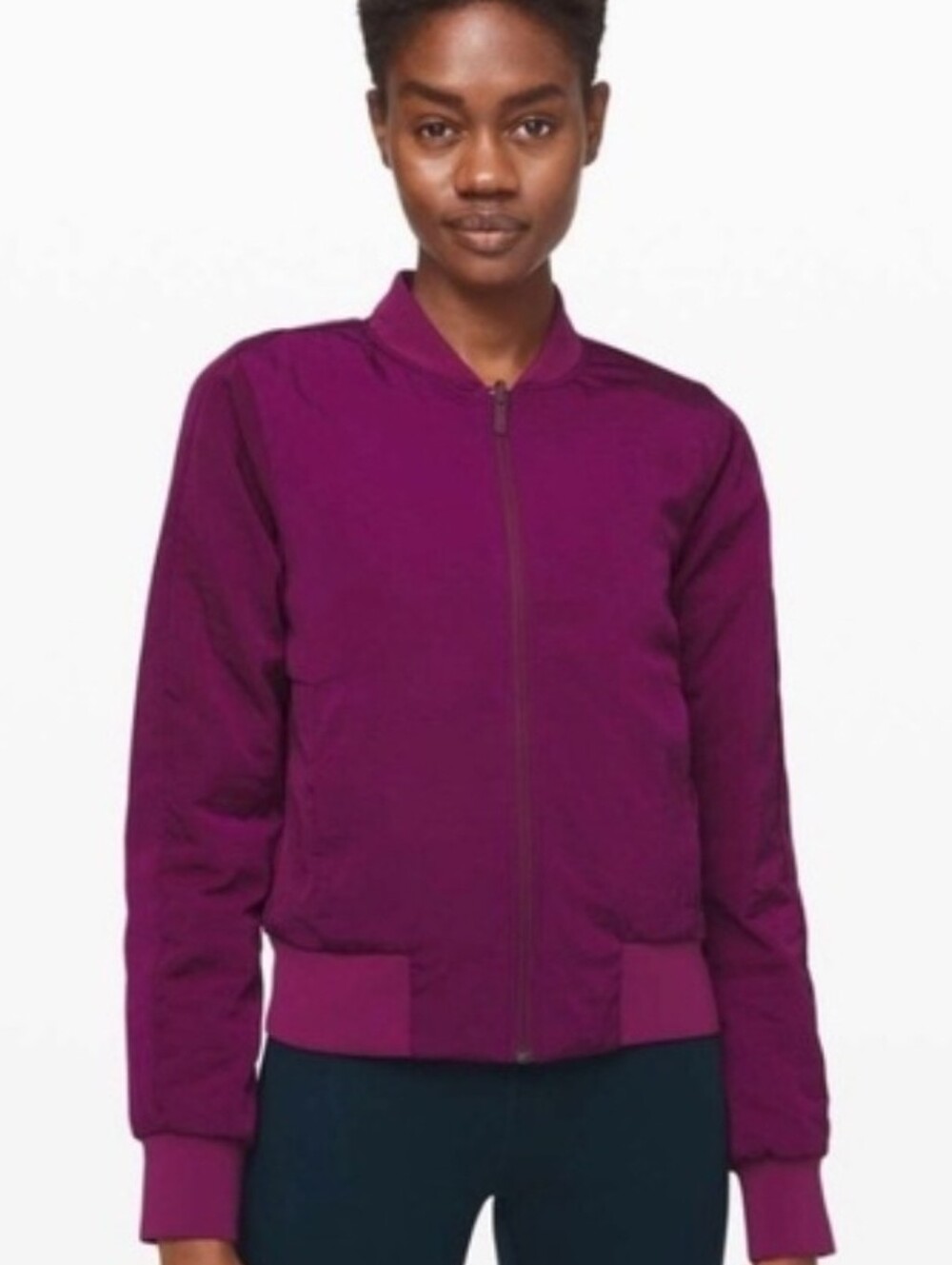 Lululemon NonStop Reversible Bomber Jacket In Ripened Raspberry- EUC - Picture 2 of 16